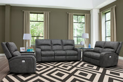 Polaris - Slate Power Reclining Sofa Loveseat and Recliner