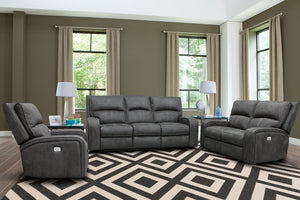 Polaris - Slate Power Reclining Sofa Loveseat and Recliner