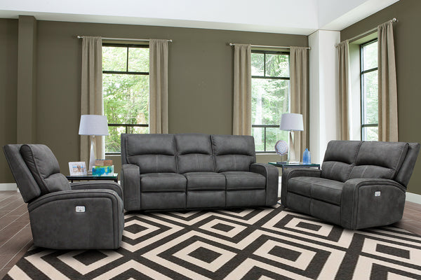 Polaris - Slate Power Reclining Sofa Loveseat and Recliner