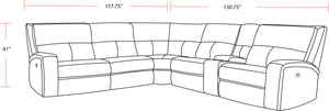 Polaris - Bizmark Grey 6 Piece Modular Power Reclining Sectional with Power Adjustable Headrests