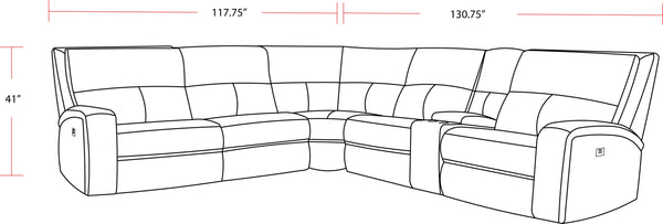 Polaris - Slate 6 Piece Modular Power Reclining Sectional with Power Adjustable Headrests