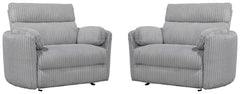 Radius Xl - Mega Grey Extra Wide Power Glider Recliner Two Pack