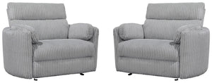 Radius Xl - Mega Grey Extra Wide Power Glider Recliner Two Pack