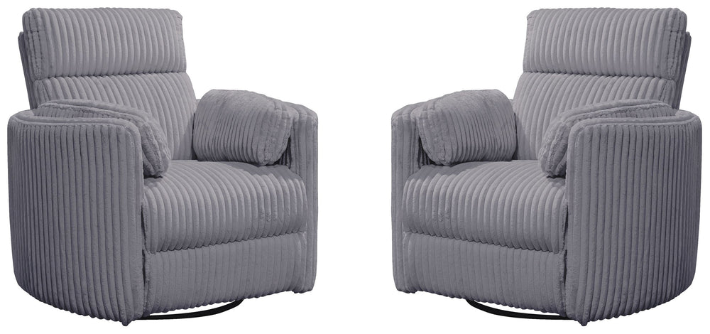 Radius - Mega Grey Power Swivel Glider Recliner Two Pack