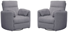 Radius - Mega Grey Power Swivel Glider Recliner Two Pack