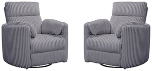 Radius - Mega Grey Power Swivel Glider Recliner Two Pack