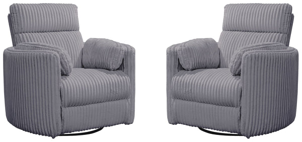 Radius - Mega Grey Power Swivel Glider Recliner Two Pack