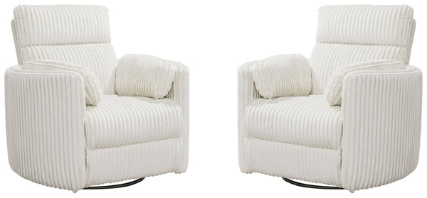Radius - Mega Ivory Power Swivel Glider Recliner Two Pack