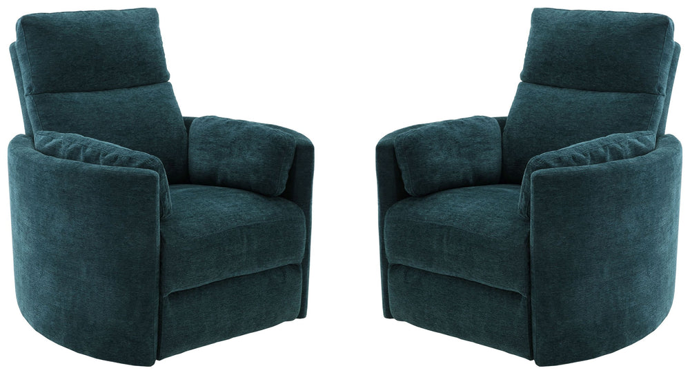 Radius - Peacock Power Swivel Glider Recliner Two Pack