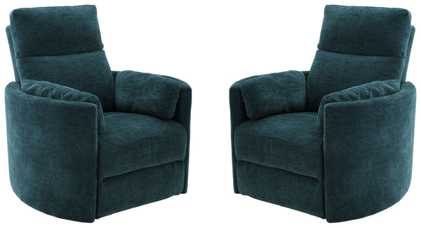 Radius - Peacock Power Swivel Glider Recliner Two Pack