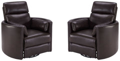 Radius - Florence Brown - Powered By Freemotion Cordless Power Swivel Glider Recliner Two Pack