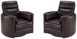 Radius - Florence Brown - Powered By Freemotion Cordless Power Swivel Glider Recliner Two Pack