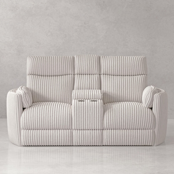 Radius - Mega Ivory Power Glider Reclining Console Loveseat