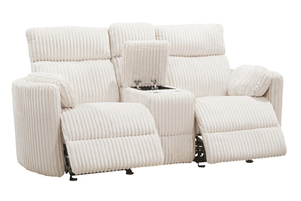 Radius - Mega Ivory Power Glider Reclining Console Loveseat