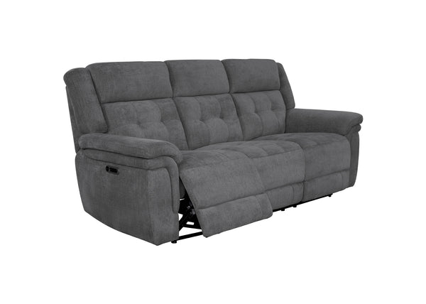 Richland - Bristol Grey Power Reclining Sofa Loveseat and Recliner