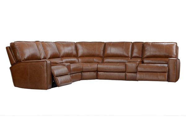 Rockford - Verona Saddle 6 Piece Modular Power Reclining Sectional with Power Adjustable Headrests