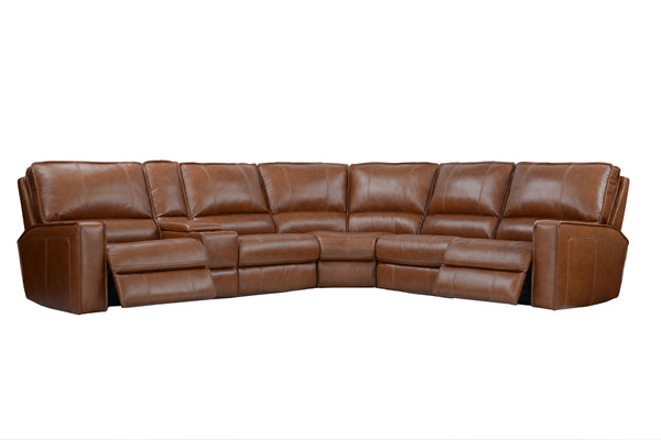 Rockford - Verona Saddle 6 Piece Modular Power Reclining Sectional with Power Adjustable Headrests