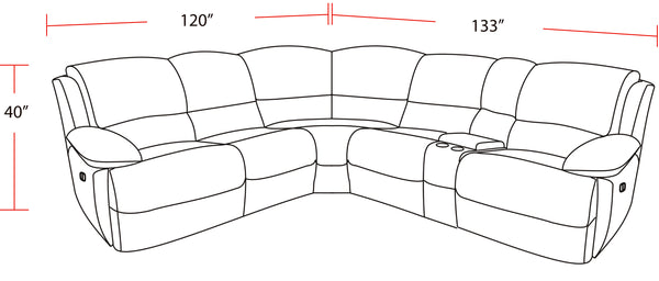 Spartacus - Black 6 Piece Modular Power Reclining Sectional with Power Adjustable Headrests