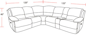 Spartacus - Chocolate 6 Piece Modular Power Reclining Sectional with Power Adjustable Headrests