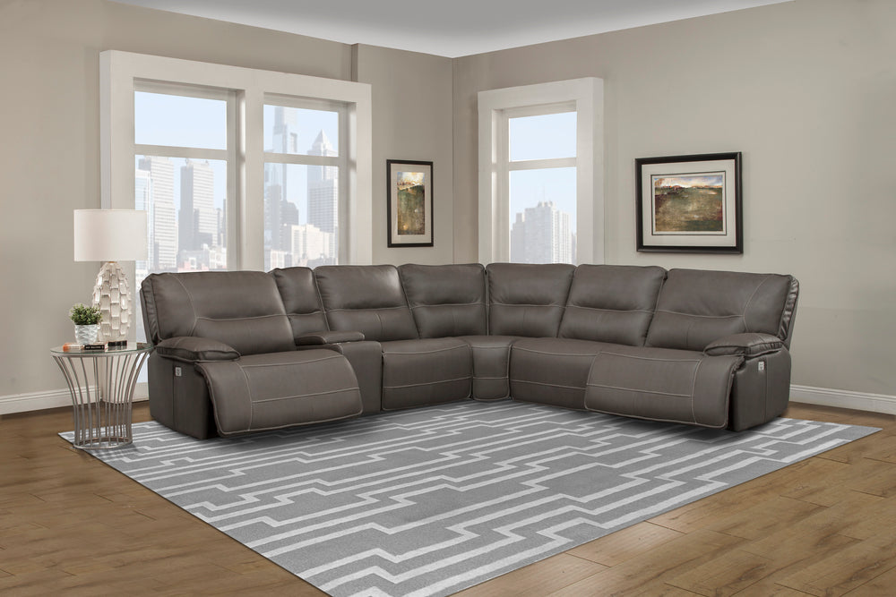 Spartacus - Haze 6 Piece Modular Power Reclining Sectional with Power Adjustable Headrests