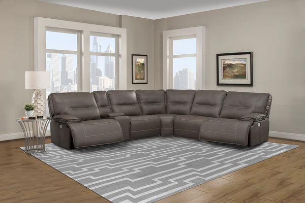 Spartacus - Haze 6 Piece Modular Power Reclining Sectional with Power Adjustable Headrests
