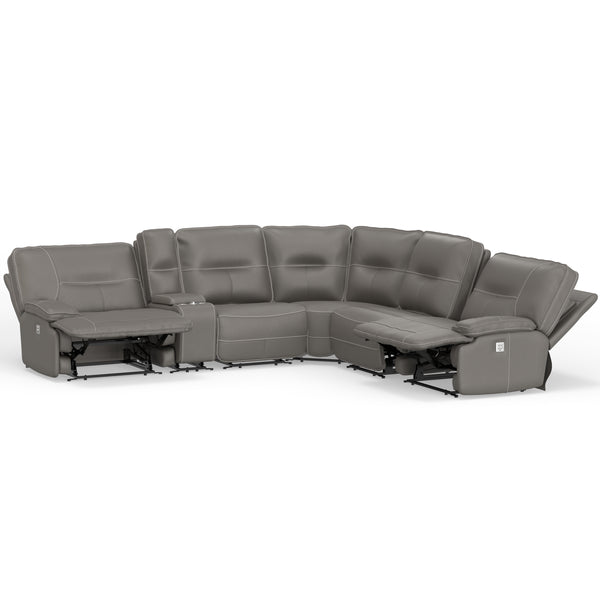 Spartacus - Haze 6 Piece Modular Power Reclining Sectional with Power Adjustable Headrests