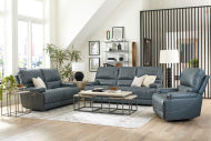 Whitman - Verona Azure - Powered By Freemotion Power Reclining Sofa Loveseat and Recliner