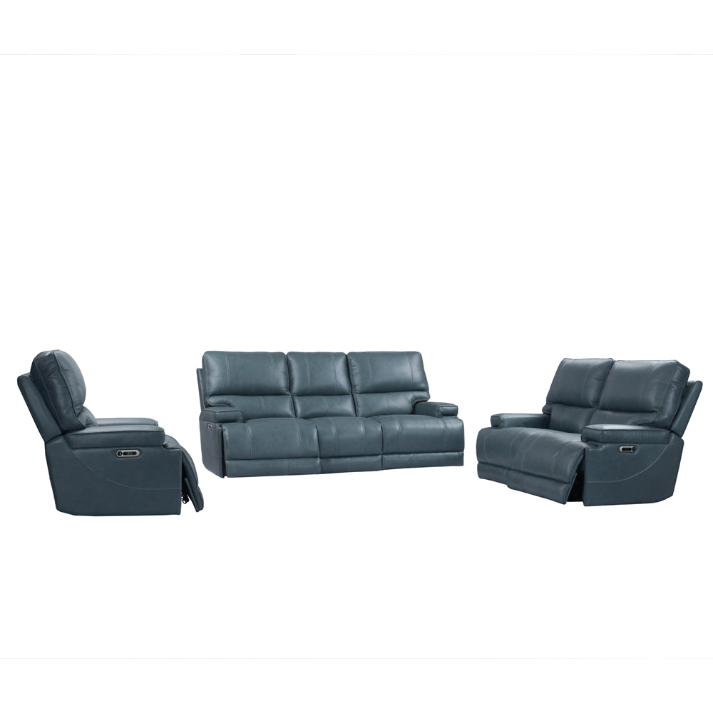 Whitman - Verona Azure - Powered By Freemotion Power Reclining Sofa Loveseat and Recliner