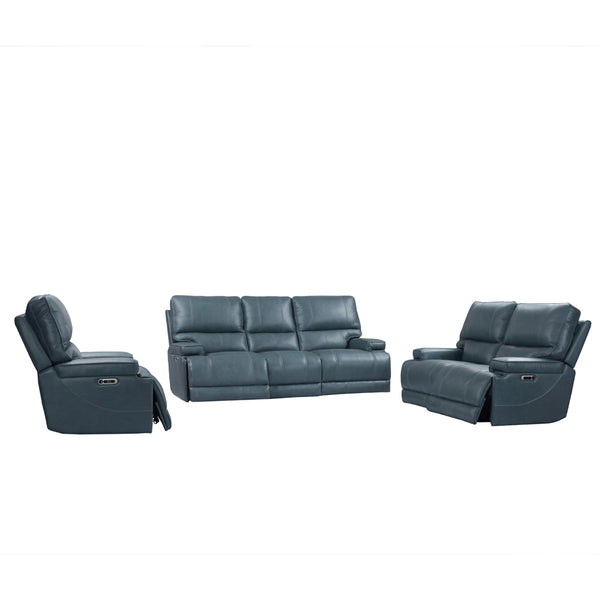 Whitman - Verona Azure - Powered By Freemotion Power Reclining Sofa Loveseat and Recliner