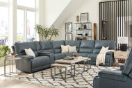 Whitman - Verona Azure - Powered By Freemotion 6 Piece Modular Power Reclining Sectional with Power Adjustable Headrests