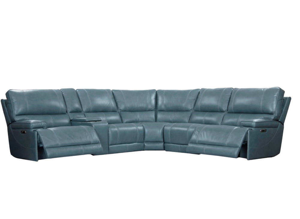 Whitman - Verona Azure - Powered By Freemotion 6 Piece Modular Power Reclining Sectional with Power Adjustable Headrests