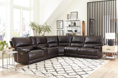 Whitman - Verona Coffee - Powered By Freemotion 6 Piece Modular Power Reclining Sectional with Power Adjustable Headrests