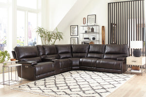 Whitman - Verona Coffee - Powered By Freemotion 6 Piece Modular Power Reclining Sectional with Power Adjustable Headrests