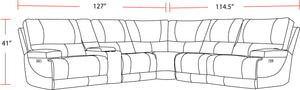 Whitman - Verona Coffee - Powered By Freemotion 6 Piece Modular Power Reclining Sectional with Power Adjustable Headrests