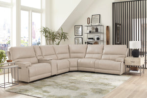 Whitman - Verona Linen - Powered By Freemotion 6 Piece Modular Power Reclining Sectional with Power Adjustable Headrests