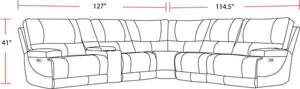 Whitman - Verona Linen - Powered By Freemotion 6 Piece Modular Power Reclining Sectional with Power Adjustable Headrests