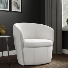 Barolo - Snow 100% Italian Leather Swivel Club Chair Two Pack