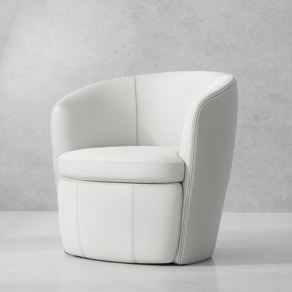 Barolo - Snow 100% Italian Leather Swivel Club Chair Two Pack