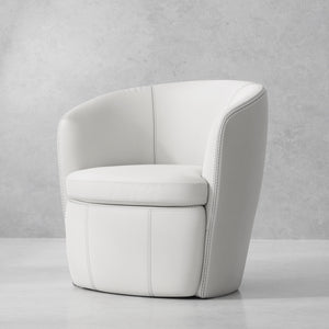 Barolo - Snow 100% Italian Leather Swivel Club Chair Two Pack