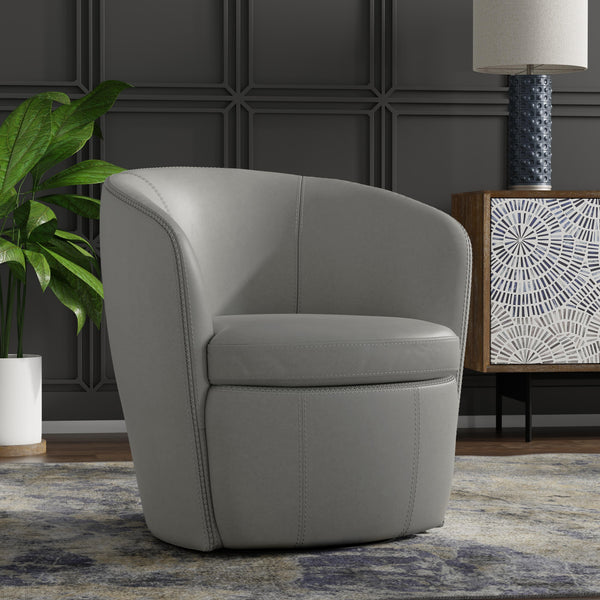 Barolo - Steamboat Ice 100% Italian Leather Swivel Club Chair Two Pack