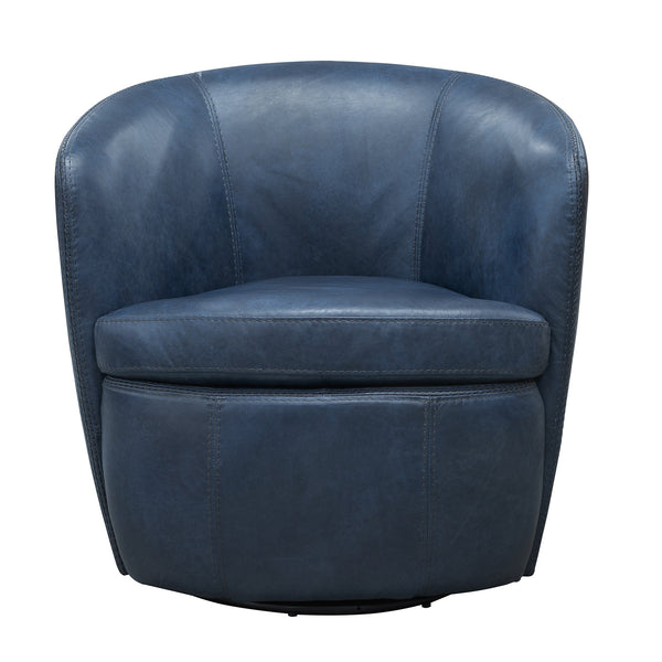 Barolo - Vintage Navy 100% Italian Leather Swivel Club Chair Two Pack