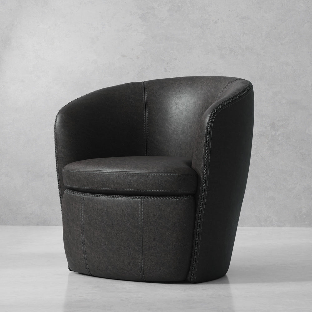 Barolo - Vintage Slate 100% Italian Leather Swivel Club Chair Two Pack