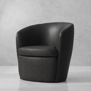 Barolo - Vintage Slate 100% Italian Leather Swivel Club Chair Two Pack