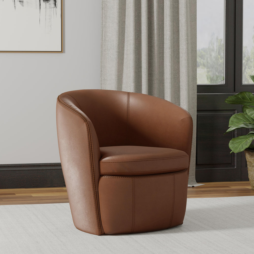 Barolo - Vintage Whiskey 100% Italian Leather Swivel Club Chair Two Pack