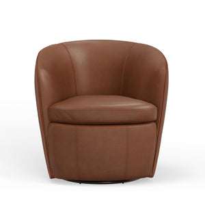 Barolo - Vintage Whiskey 100% Italian Leather Swivel Club Chair Two Pack