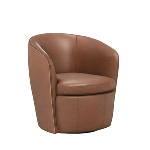 Barolo - Vintage Whiskey 100% Italian Leather Swivel Club Chair Two Pack