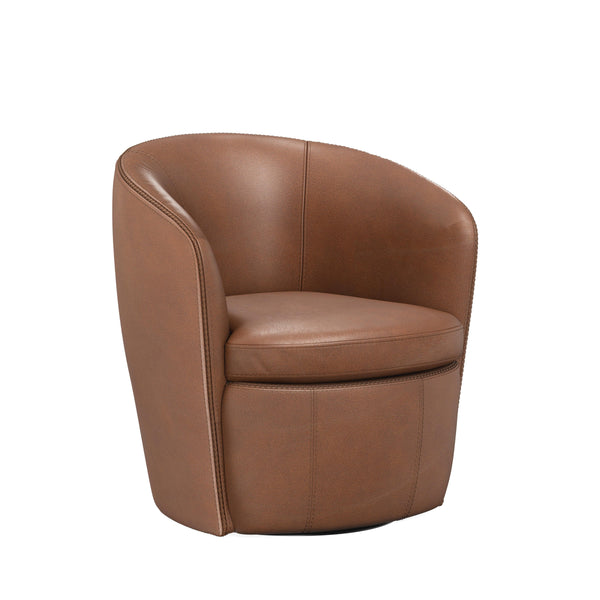 Barolo - Vintage Whiskey 100% Italian Leather Swivel Club Chair Two Pack