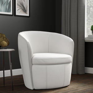 Barolo - Snow 100% Italian Leather Swivel Club Chair