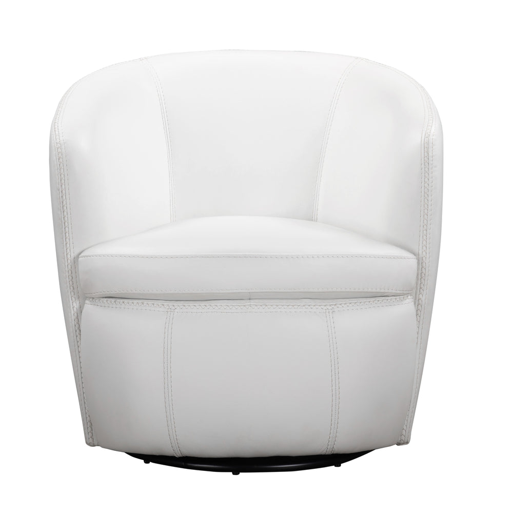 Barolo - Snow 100% Italian Leather Swivel Club Chair