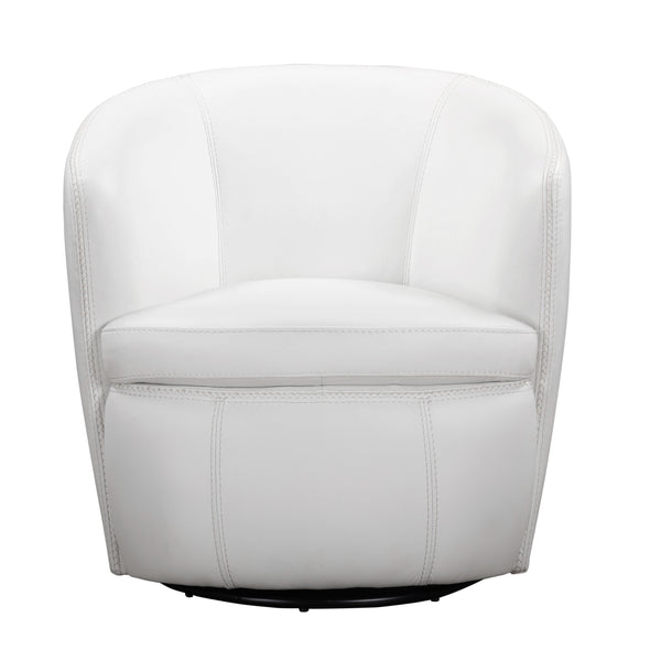 Barolo - Snow 100% Italian Leather Swivel Club Chair